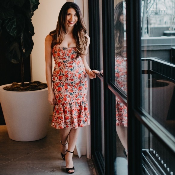 Lovers + Friends Under The Stars Midi Dress in Dark Nude Floral Size Small - Picture 9 of 10